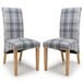 Fabric Dining Chairs in Set Of 2 With Checks Design Scroll Back - Karta