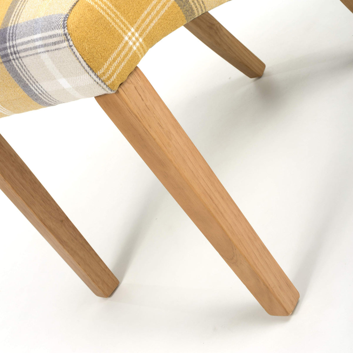 Fabric Dining Chairs in Set Of 2 With Checks Design Scroll Back - Karta