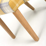 Fabric Dining Chairs in Set Of 2 With Checks Design Scroll Back - Karta