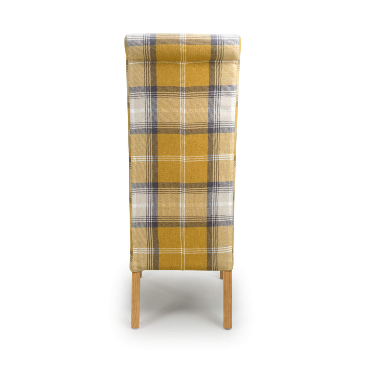 Fabric Dining Chairs in Set Of 2 With Checks Design Scroll Back - Karta