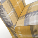 Fabric Dining Chairs in Set Of 2 With Checks Design Scroll Back - Karta