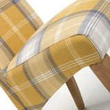 Fabric Dining Chairs in Set Of 2 With Checks Design Scroll Back - Karta
