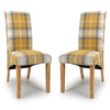 Fabric Dining Chairs in Set Of 2 With Checks Design Scroll Back - Karta