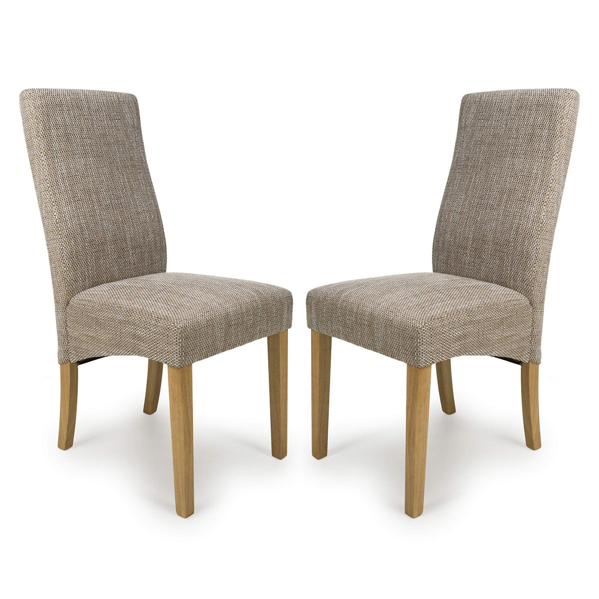 Fabric Dining Chairs in Set Of 2 With Natural Rubberwood Legs - Bailey