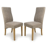 Fabric Dining Chairs in Set Of 2 With Natural Rubberwood Legs - Bailey