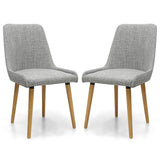 Fabric Dining Chairs in Set Of 2 With Natural Rubberwood Legs - Capri