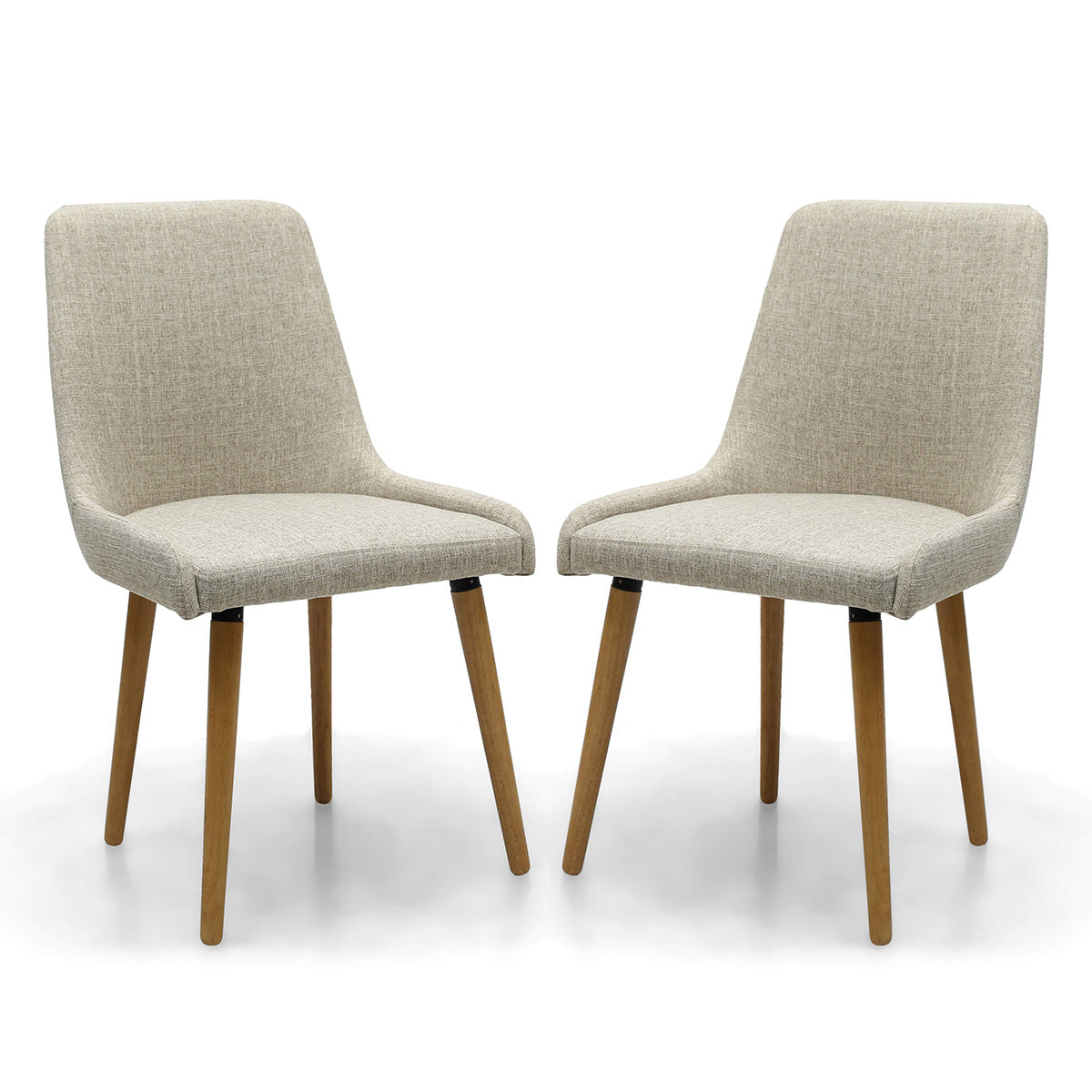 Fabric Dining Chairs in Set Of 2 With Natural Rubberwood Legs - Capri
