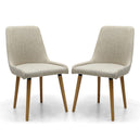 Fabric Dining Chairs in Set Of 2 With Natural Rubberwood Legs - Capri