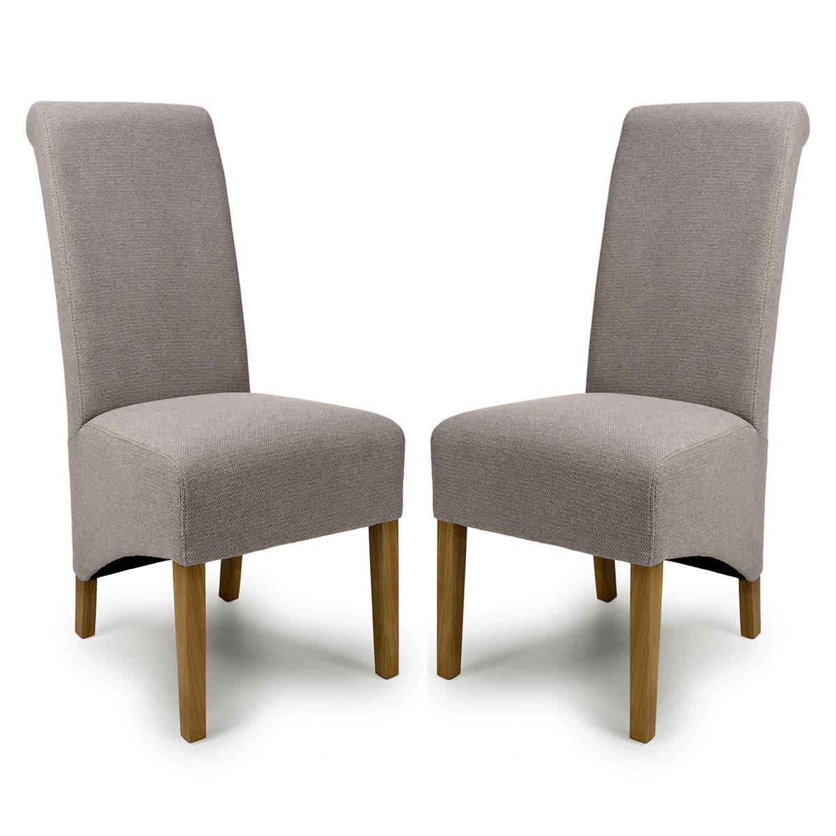 Fabric Dining Chairs in Set Of 2 With Natural Rubberwood Legs - Krista