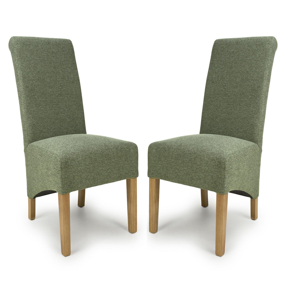 Fabric Dining Chairs in Set Of 2 With Natural Rubberwood Legs - Krista