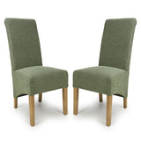 Fabric Dining Chairs in Set Of 2 With Natural Rubberwood Legs - Krista