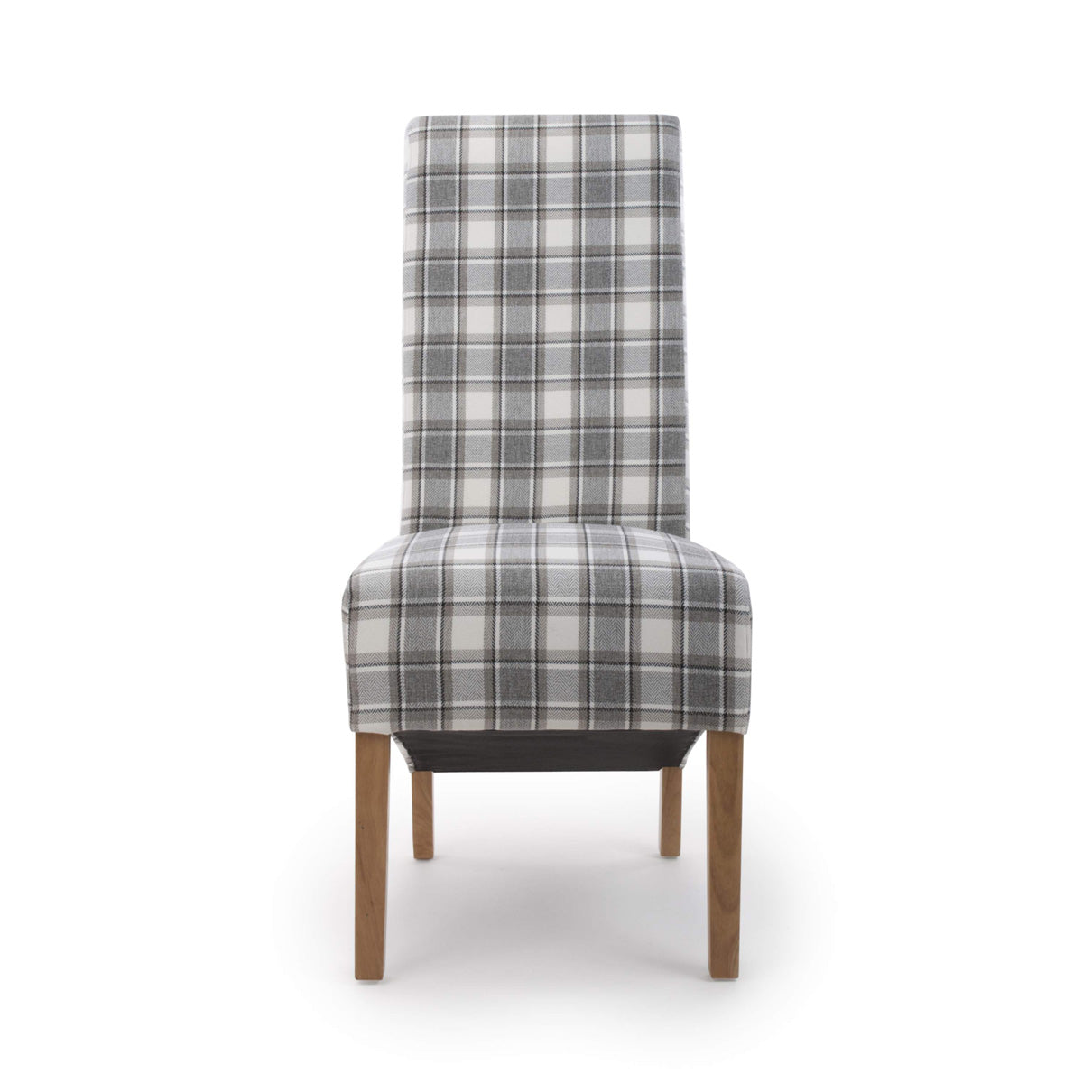 Fabric Dining Chairs in Set Of 2 With Roll Back Checks Design - Krista