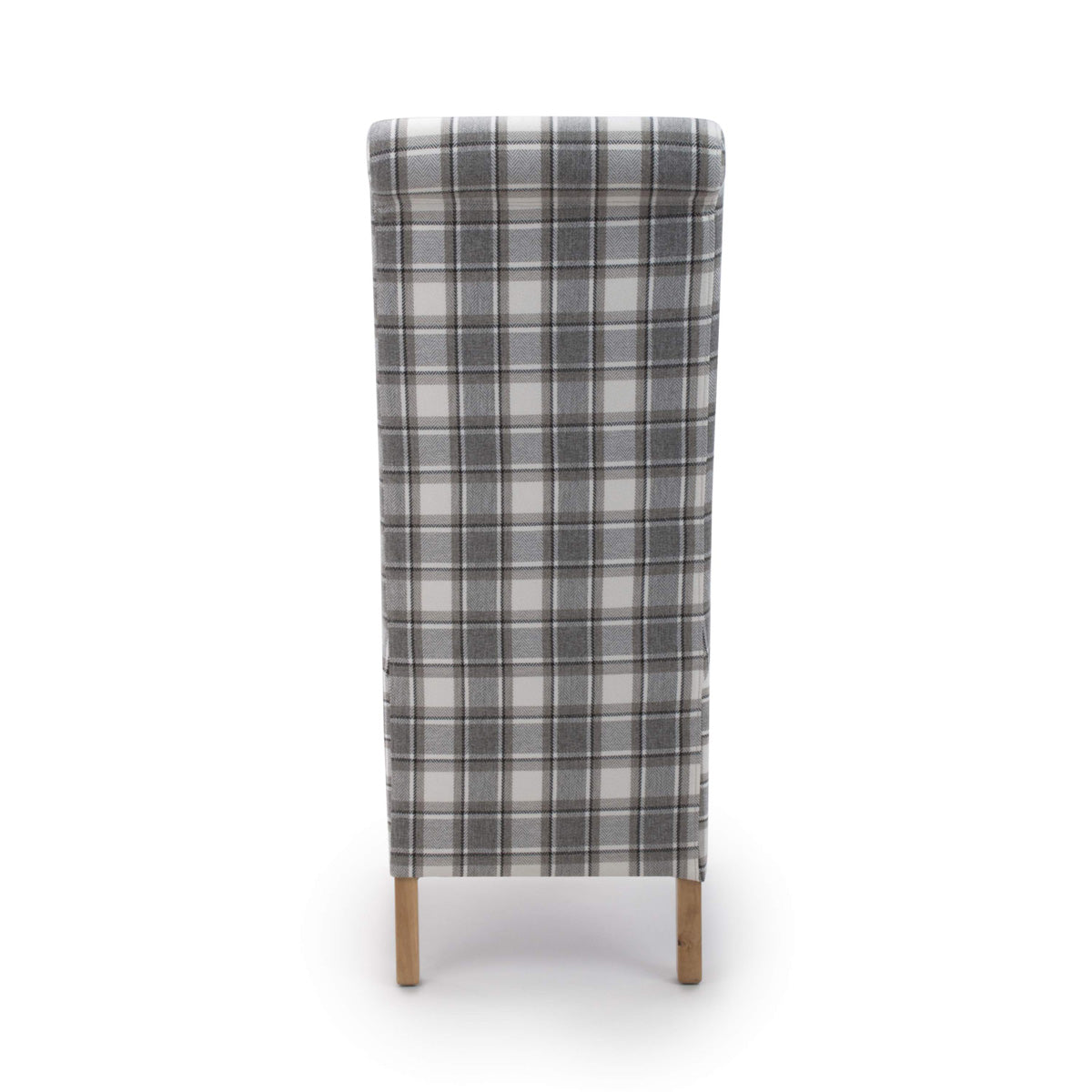 Fabric Dining Chairs in Set Of 2 With Roll Back Checks Design - Krista