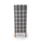 Fabric Dining Chairs in Set Of 2 With Roll Back Checks Design - Krista