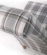 Fabric Dining Chairs in Set Of 2 With Roll Back Checks Design - Krista