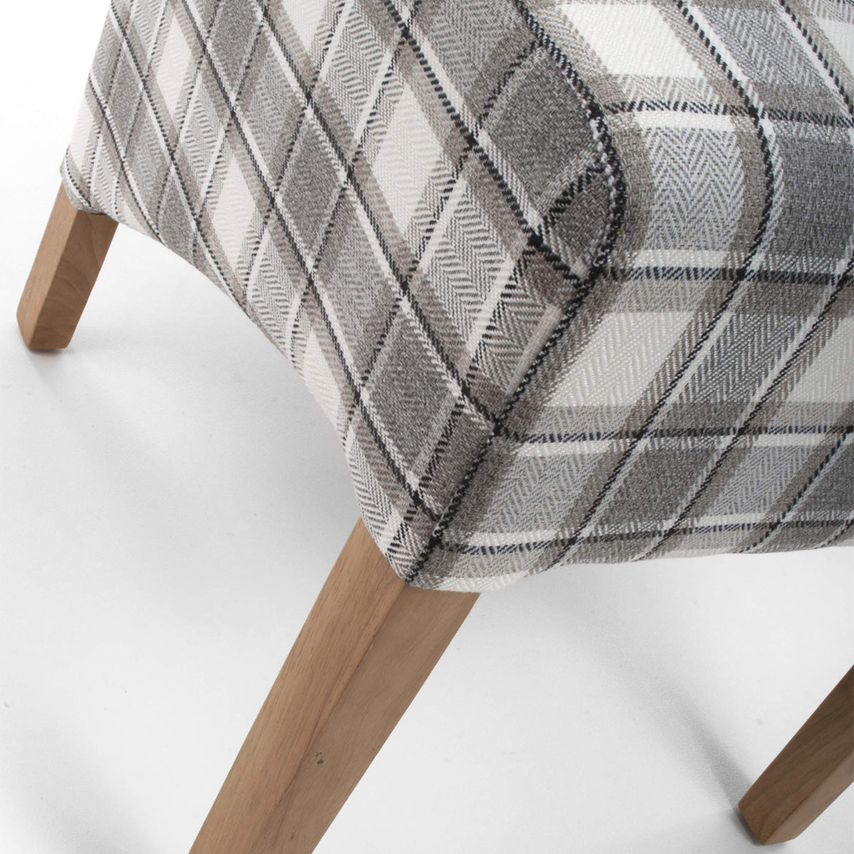 Fabric Dining Chairs in Set Of 2 With Roll Back Checks Design - Krista