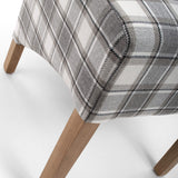Fabric Dining Chairs in Set Of 2 With Roll Back Checks Design - Krista
