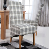 Fabric Dining Chairs in Set Of 2 With Roll Back Checks Design - Krista