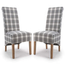 Fabric Dining Chairs in Set Of 2 With Roll Back Checks Design - Krista