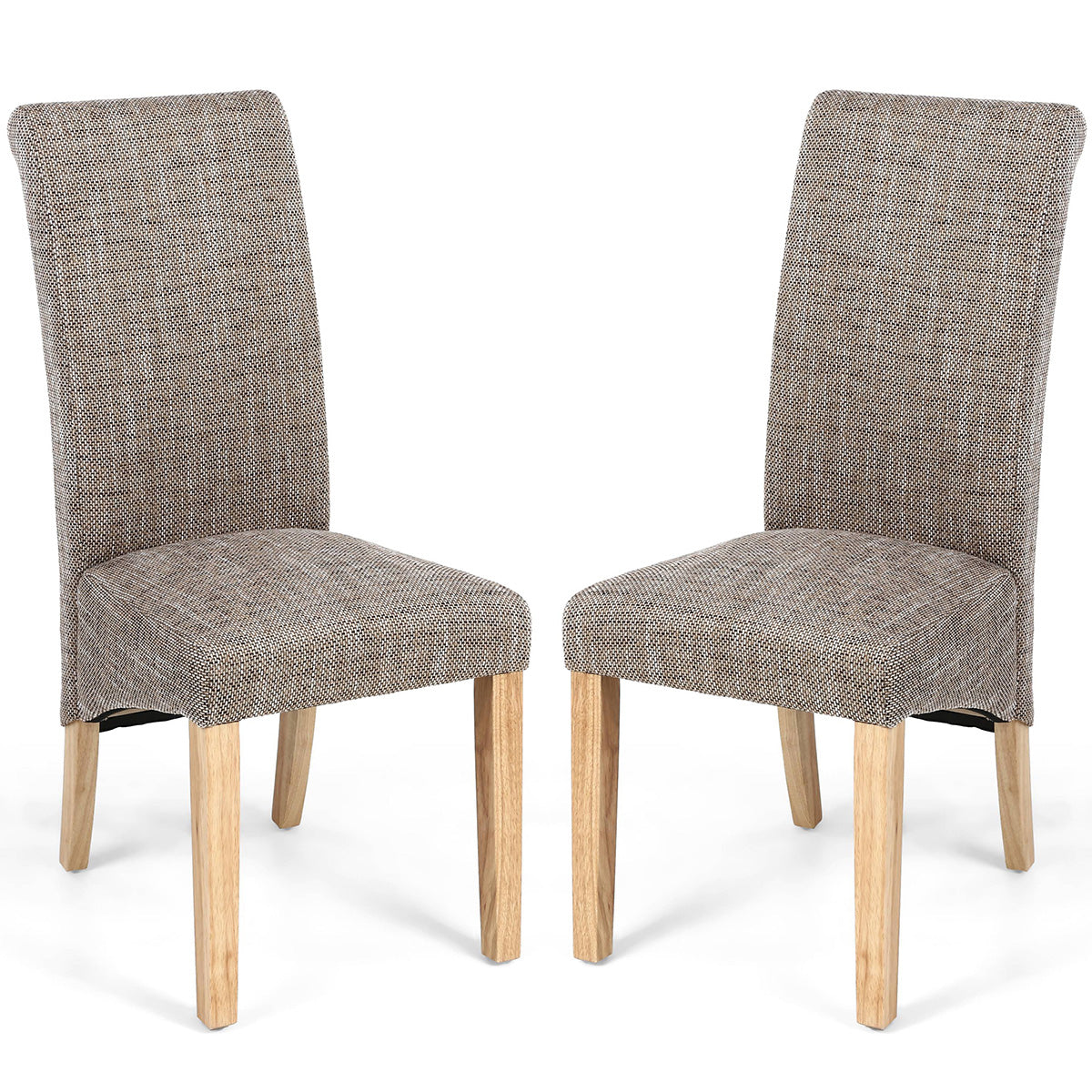Fabric Dining Chairs in Set Of 2 With Scroll Back - Karta