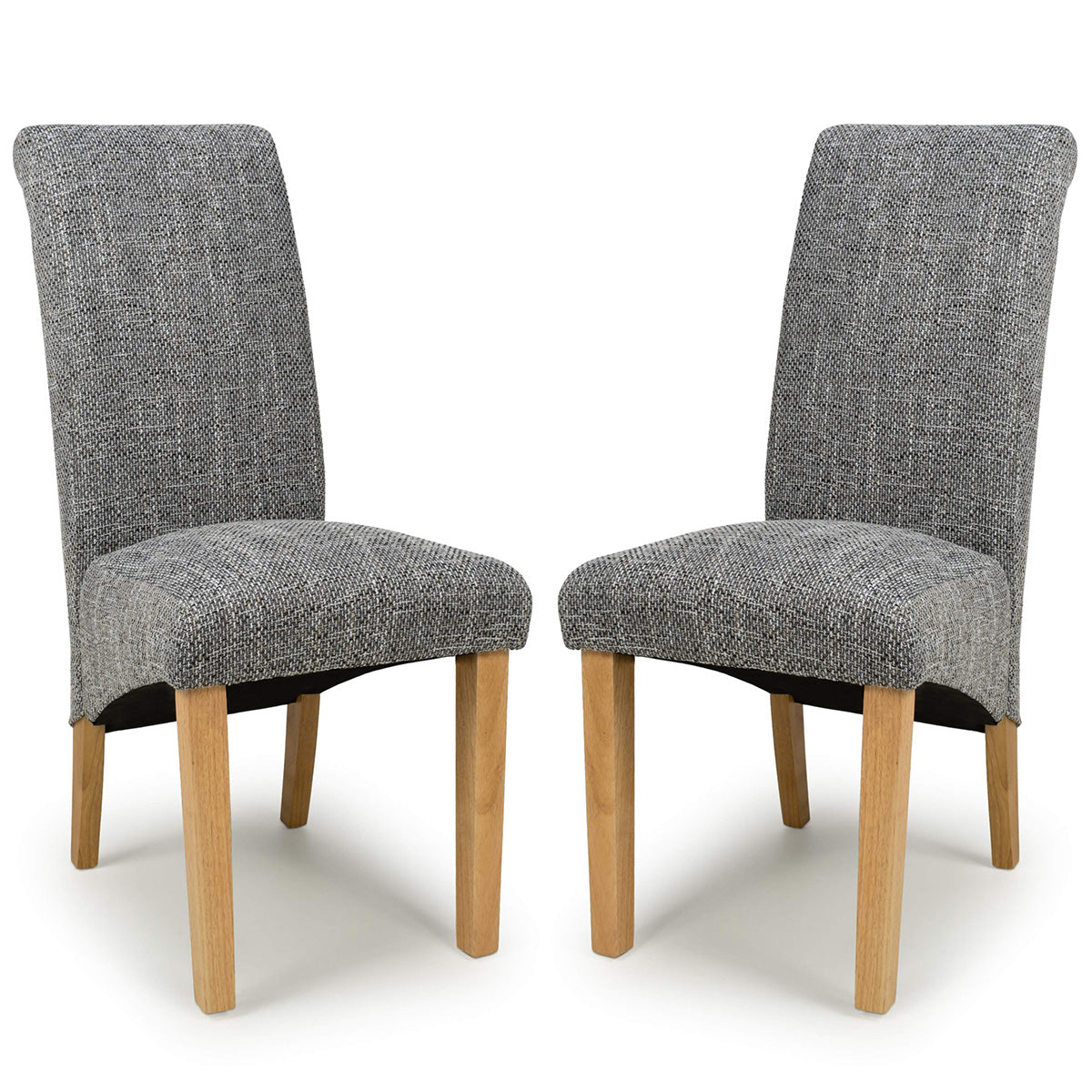 Fabric Dining Chairs in Set Of 2 With Scroll Back - Karta