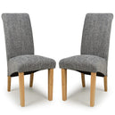 Fabric Dining Chairs in Set Of 2 With Scroll Back - Karta