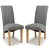 Fabric Dining Chairs in Set Of 2 With Scroll Back - Karta