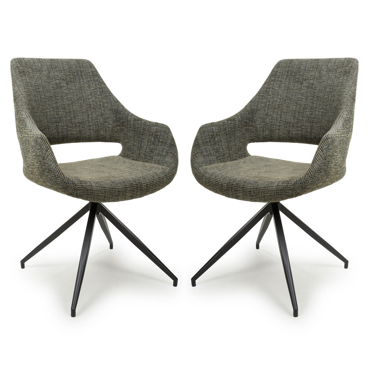 Fabric Dining Chairs in Set Of 2 With Swivel Function - Aztec