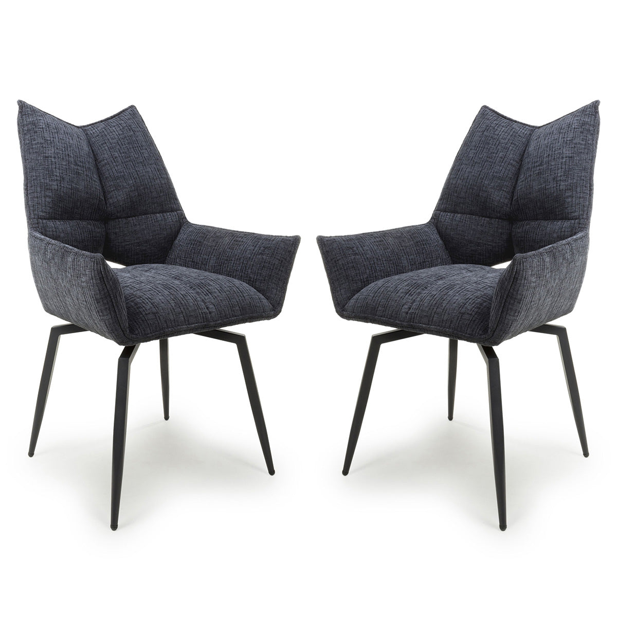 Fabric Dining Chairs in Set Of 2 With Swivel Function - Dakar