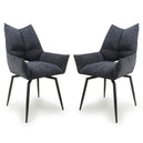 Fabric Dining Chairs in Set Of 2 With Swivel Function - Dakar