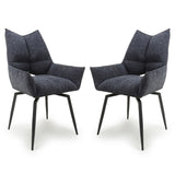 Fabric Dining Chairs in Set Of 2 With Swivel Function - Dakar