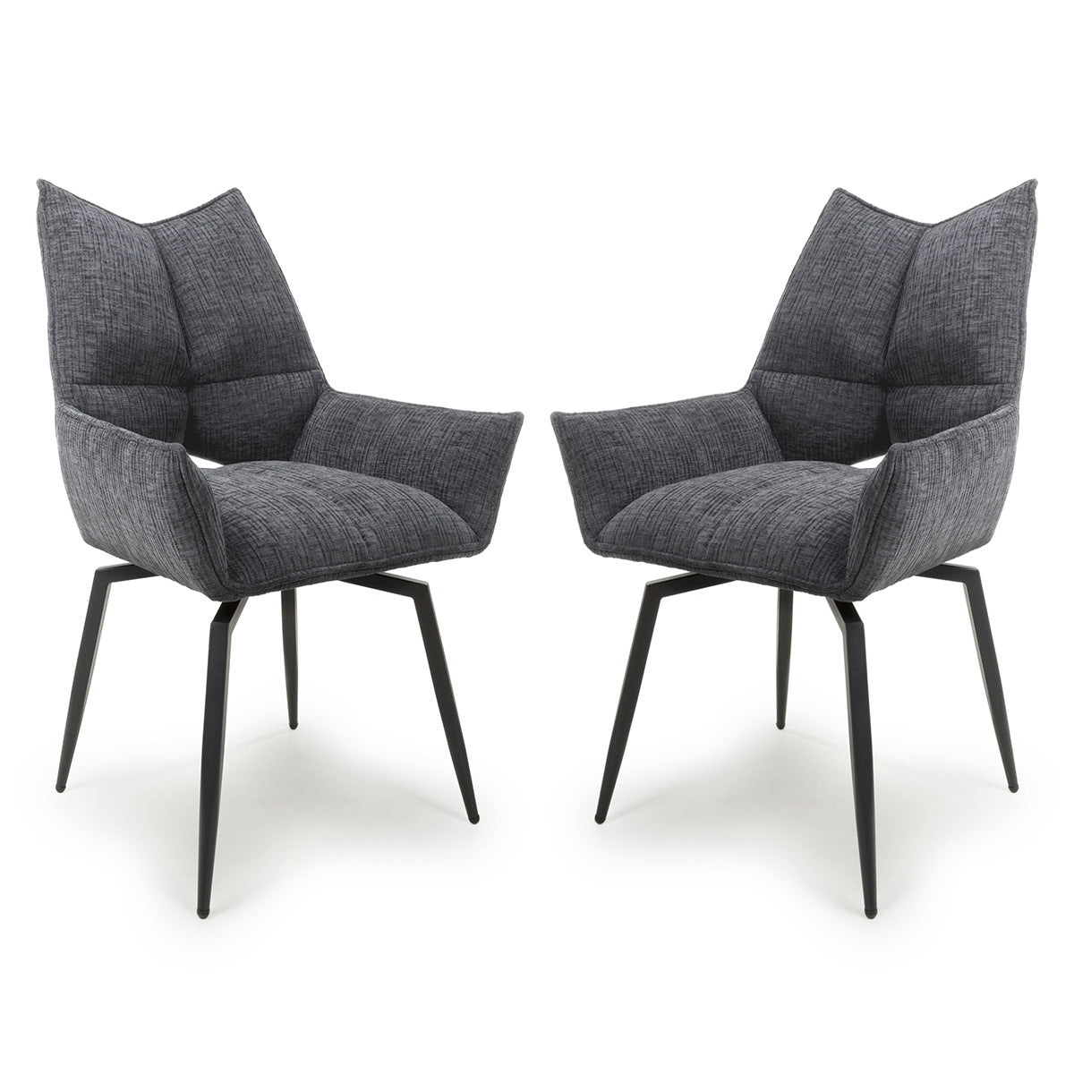 Fabric Dining Chairs in Set Of 2 With Swivel Function - Dakar