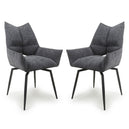 Fabric Dining Chairs in Set Of 2 With Swivel Function - Dakar