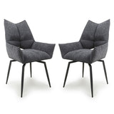 Fabric Dining Chairs in Set Of 2 With Swivel Function - Dakar