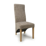 Fabric Dining Chairs in Set Of 2 Wave Back With Natural Rubberwood Legs - Baxter