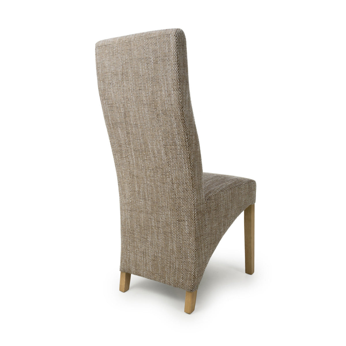 Fabric Dining Chairs in Set Of 2 Wave Back With Natural Rubberwood Legs - Baxter