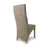 Fabric Dining Chairs in Set Of 2 Wave Back With Natural Rubberwood Legs - Baxter