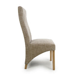Fabric Dining Chairs in Set Of 2 Wave Back With Natural Rubberwood Legs - Baxter