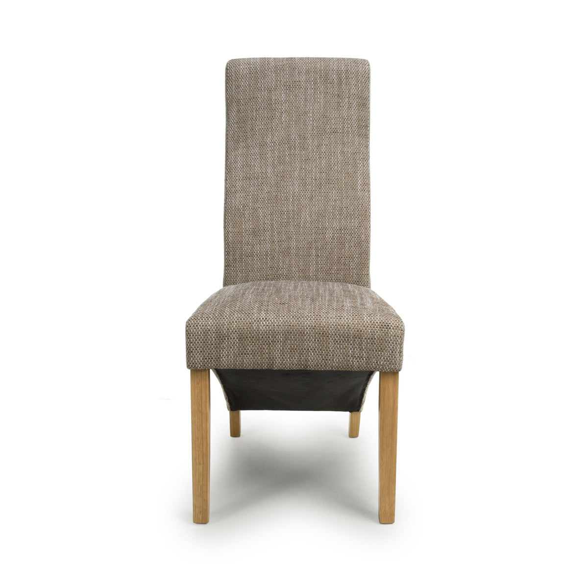 Fabric Dining Chairs in Set Of 2 Wave Back With Natural Rubberwood Legs - Baxter
