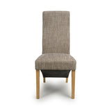 Fabric Dining Chairs in Set Of 2 Wave Back With Natural Rubberwood Legs - Baxter
