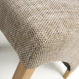 Fabric Dining Chairs in Set Of 2 Wave Back With Natural Rubberwood Legs - Baxter