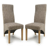 Fabric Dining Chairs in Set Of 2 Wave Back With Natural Rubberwood Legs - Baxter