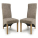 Fabric Dining Chairs in Set Of 2 Wave Back With Natural Rubberwood Legs - Baxter