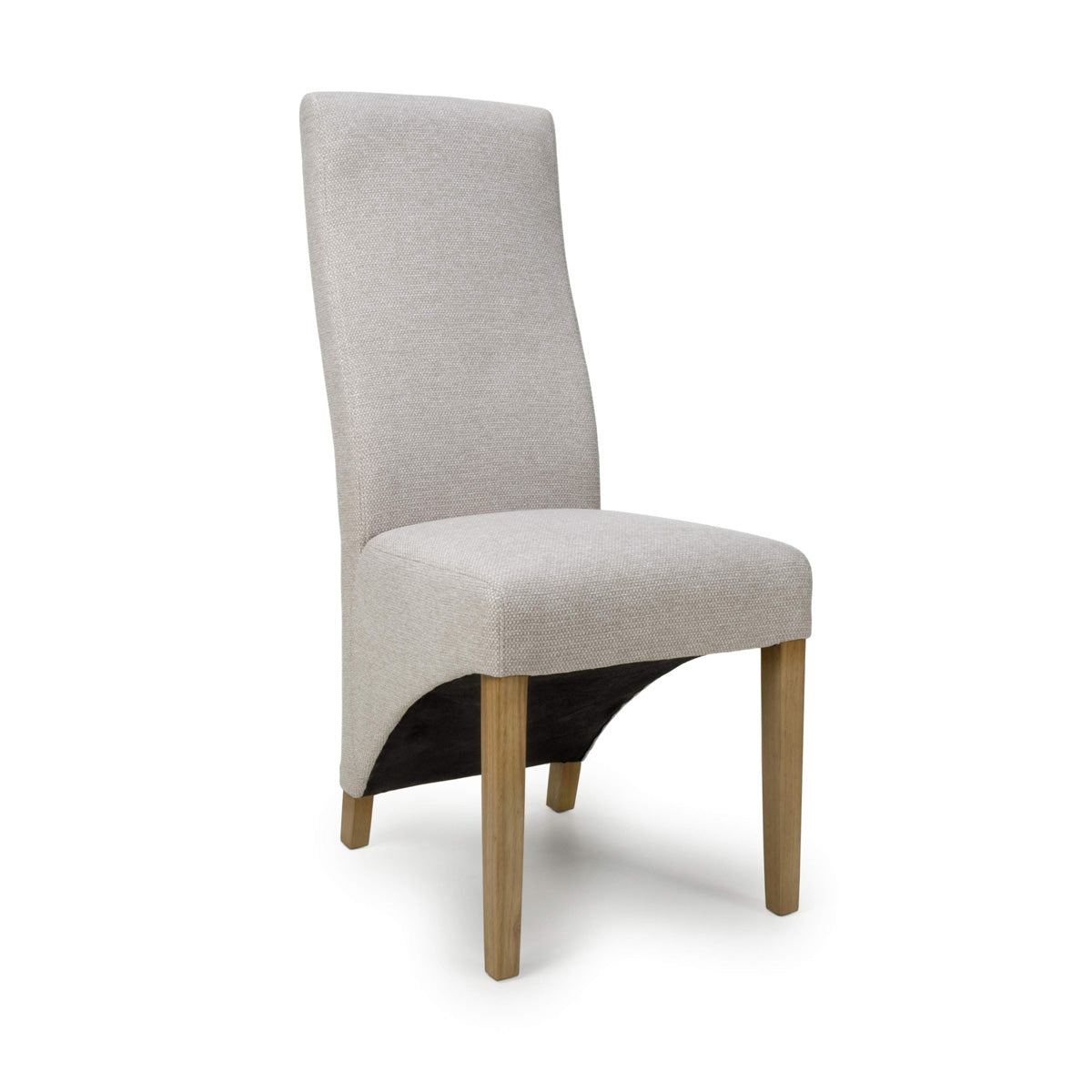 Fabric Dining Chairs in Set Of 2 Wave Back With Natural Rubberwood Legs - Baxter