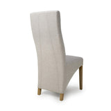 Fabric Dining Chairs in Set Of 2 Wave Back With Natural Rubberwood Legs - Baxter