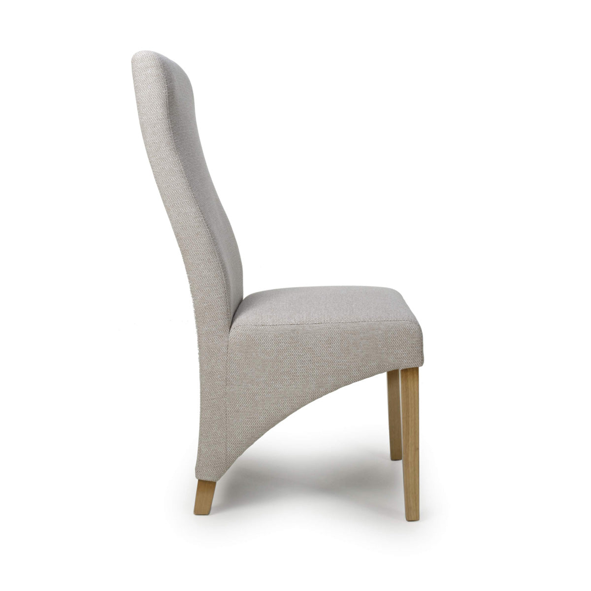Fabric Dining Chairs in Set Of 2 Wave Back With Natural Rubberwood Legs - Baxter
