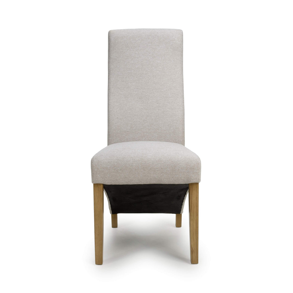 Fabric Dining Chairs in Set Of 2 Wave Back With Natural Rubberwood Legs - Baxter