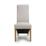 Fabric Dining Chairs in Set Of 2 Wave Back With Natural Rubberwood Legs - Baxter