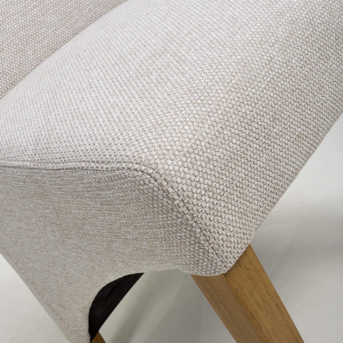 Fabric Dining Chairs in Set Of 2 Wave Back With Natural Rubberwood Legs - Baxter