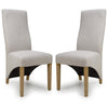 Fabric Dining Chairs in Set Of 2 Wave Back With Natural Rubberwood Legs - Baxter